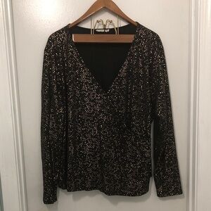 Lush Black Blouse with Gold Accents